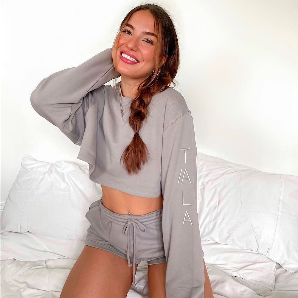 TALA Condo Cropped Sweatshirt in Storm Grey